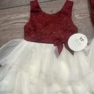 American princess dress lace red white tulle
